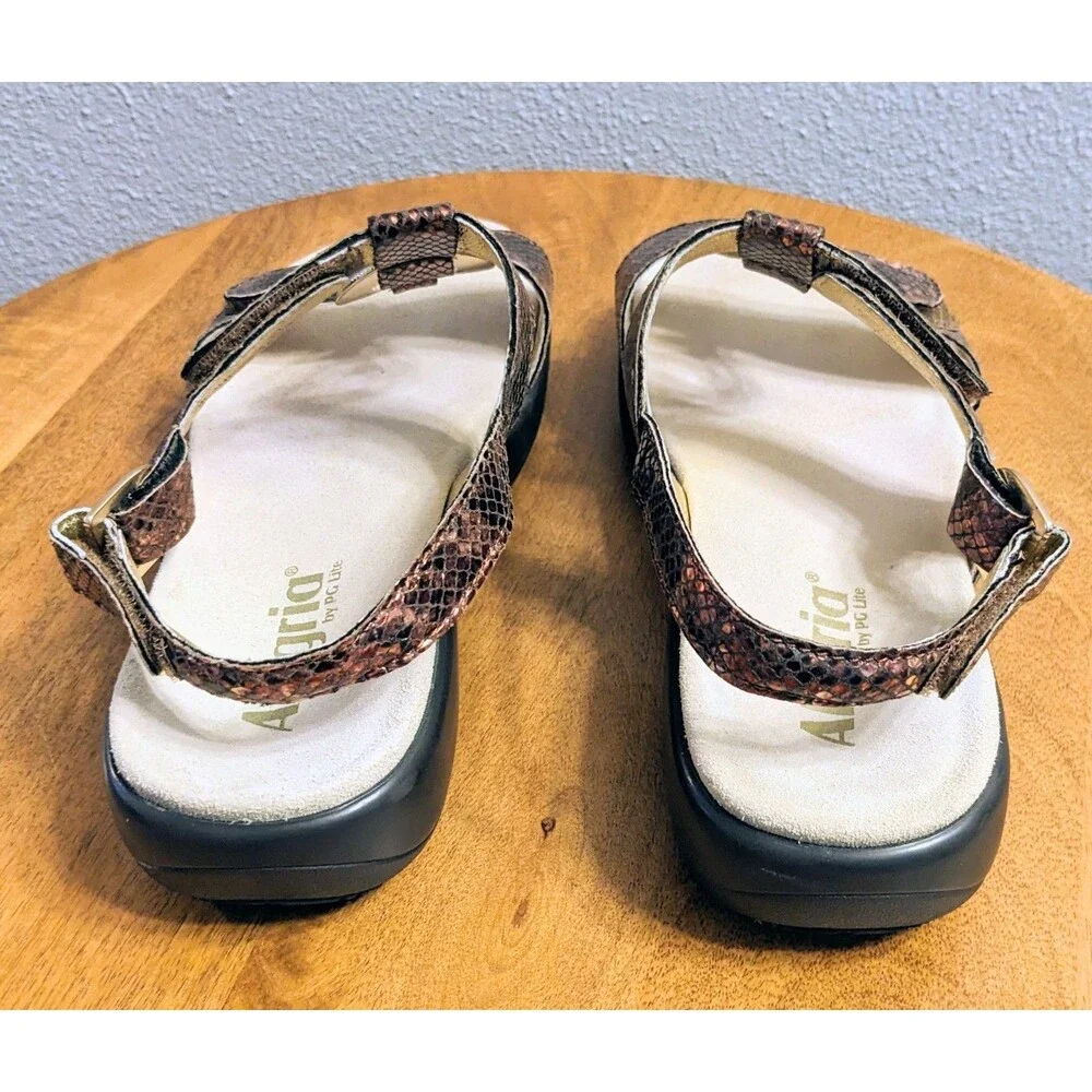 Alegria Women's EU 39 Julie Sandals Bronze Leather Uppers Faux Snakeskin JUL-742